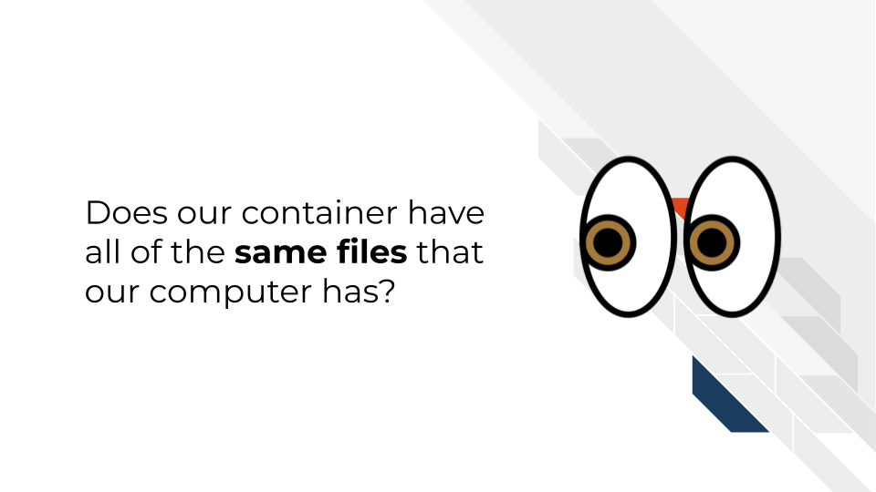 Does our container have all of the same files that our computer has?